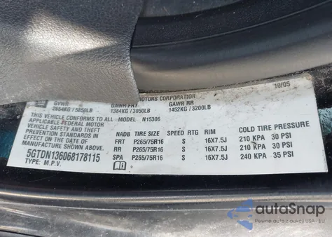 2006 Hummer H3 Suv из США, поврежденный, VIN 5GTDN136068178115